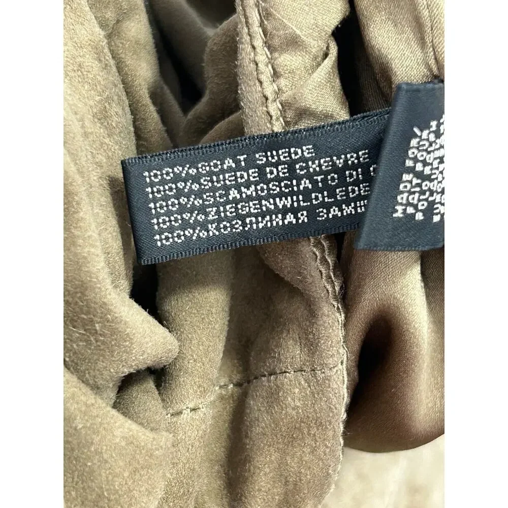 Ralph Lauren Pants Womens Size 8‎ Brown 100% Goat Suede Straight Leg Black Label